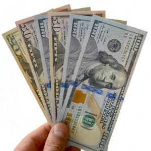 man holding cash