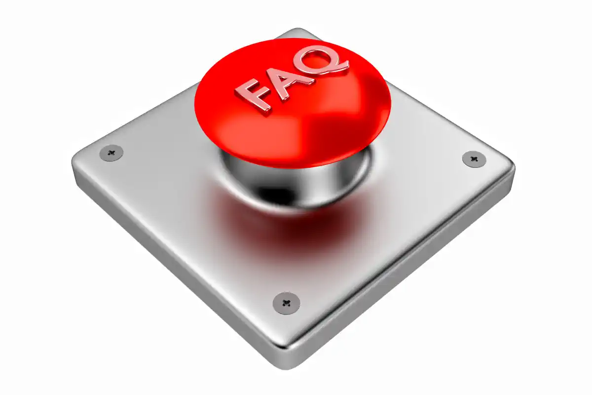 Red button with "FAQ" 